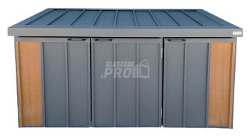 Zabudowa koszy na śmieci wiata śmietnikowa obudowa kubłów 177x65x110 cm 3x120L antracyt + jasny orzech GP711