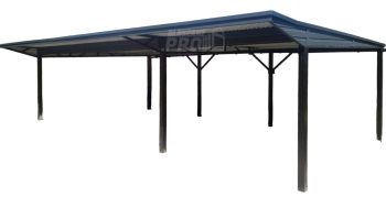 Wiata samochodowa CarPort 8x5 m + wypust dachu 1m - spad w tył - rynny GP721