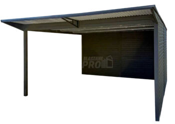 Carport - Wiata samochodowa CarPort 4x5 m - antractyt - dodatkowa zabudowa - dach spad w tył GP736