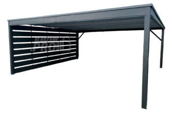 Carport - Wiata samochodowa CarPort 5x5 m - antractyt - dodatkowa zabudowa - dach spad w tył GP737