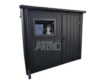 Domek ogrodowy 2,5x2 m - drzwi - okno - antracyt - dach dwuspad odwrócony - rynny GP738