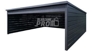 Carport - wiata samochodowa 5x6 m - dodatkowa zabudowa - antracyt - dach spad w tył - rynna GP759