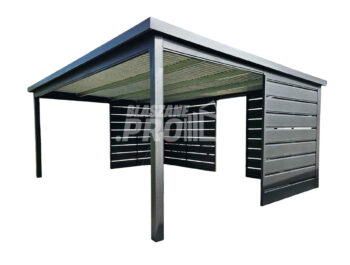 Carport - Wiata samochodowa 6x4 m - dodatkowa zabudowa - antracyt - dach spad w tył - rynna GP760