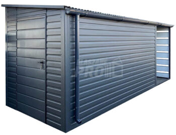 Schowek - domek ogrodowy 2x4 m - drzwi - antracyt - dach spad w bok - rynna GP730